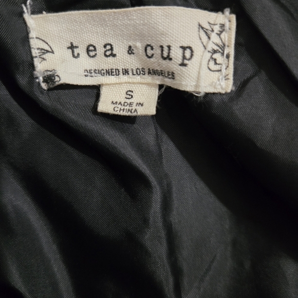 Tea & Cup Fancy Blazer Evening Coat Jacket Women's Size Small Black Striped - Picture 8 of 13